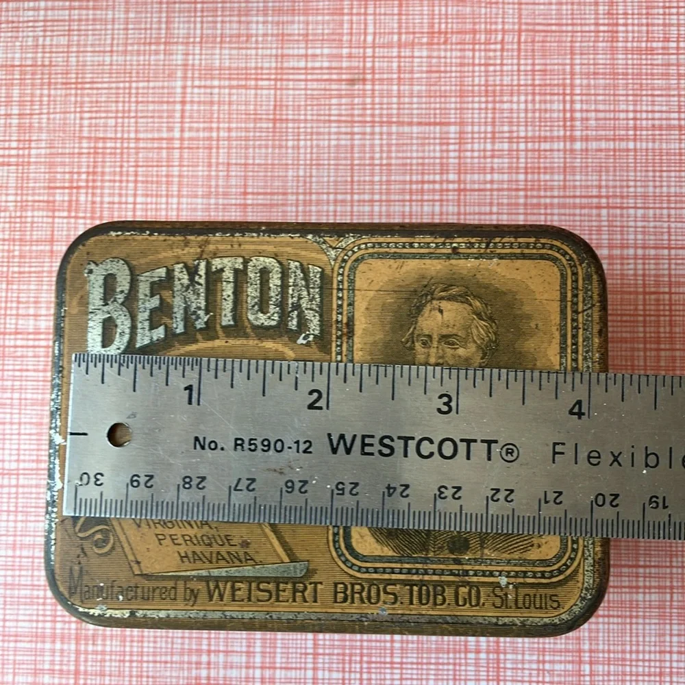 Set of two vintage antique metal cigar tobacco boxes tins advertising tobacciana